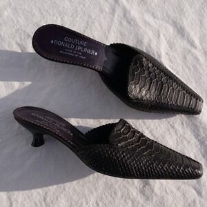 90s/y2k Donald J. Plainer square toe mules/kitten heels